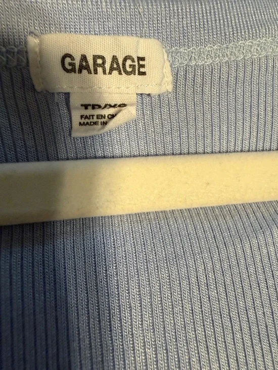 Garage Light Blue Ribbed Scoop Neck Long Sleeve Top - Picture 4 of 4